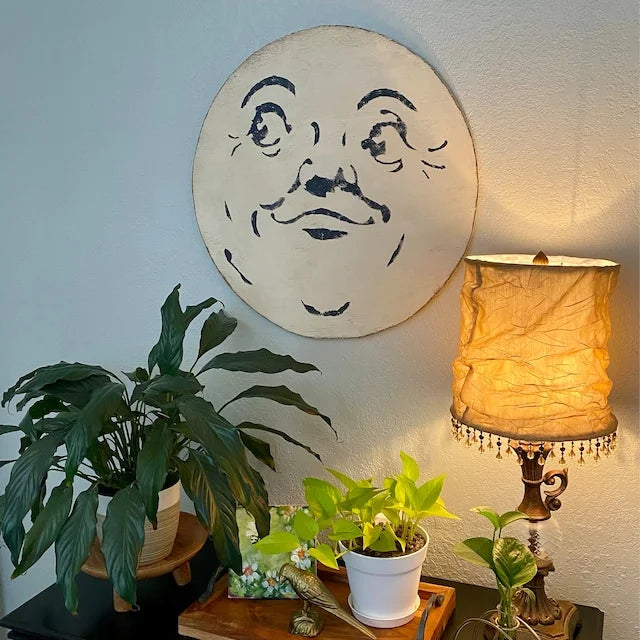 "The Person On The Moon" - Retro Halloween Wood Sign Board