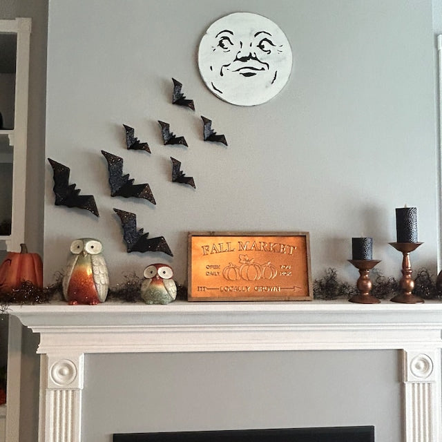 "The Person On The Moon" - Retro Halloween Wood Sign Board