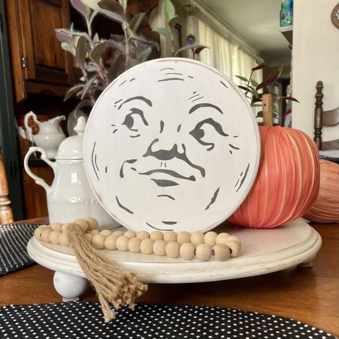 "The Person On The Moon" - Retro Halloween Wood Sign Board