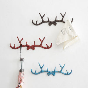 Vintage Cast Iron Deer Antlers Wall Coat Hooks