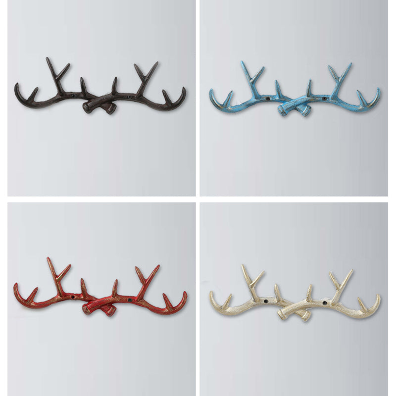 Vintage Cast Iron Deer Antlers Wall Coat Hooks