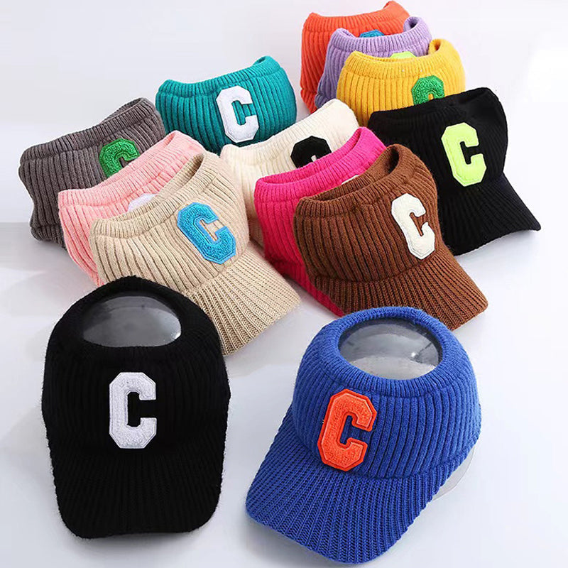 New C Letter Knitted Visor Cap