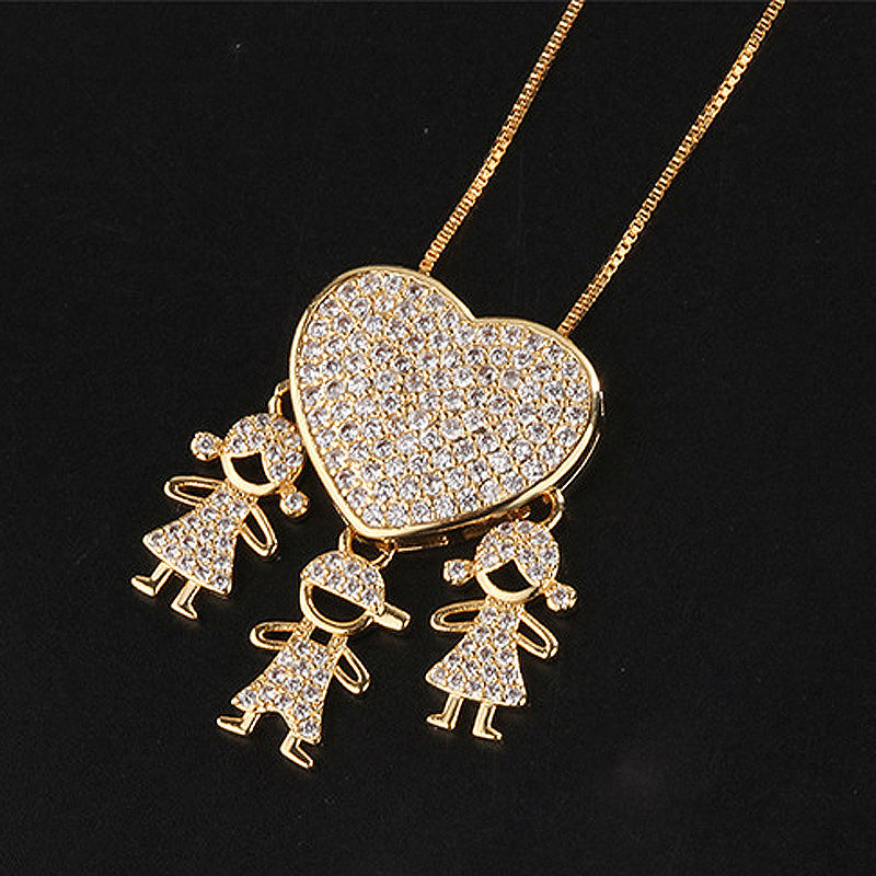 Cute Doll Pendant Heart Necklace
