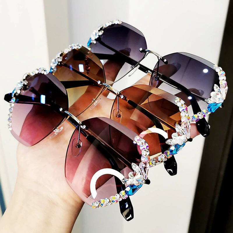 💍Vintage Fashion Rimless Crystal Sunglasses