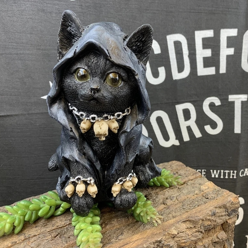Gothic Cat Witch Grim Reaper Decoration