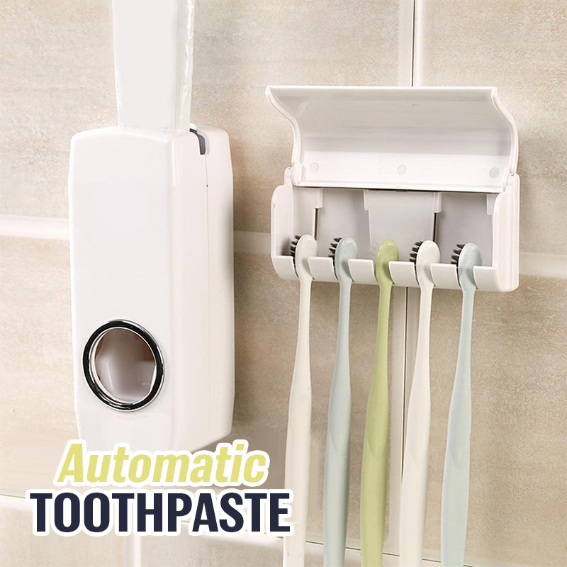 Automatic Toothpaste Dispenser and Toothbrush Holder Set