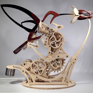Wooden Kinetic Hummingbird Sculpture