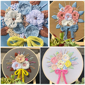Colorful floral embroidery craft kits
