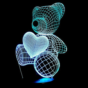 3D Love Bear Night Light