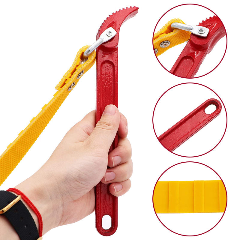 9 Inch Adjustable Strap Wrench - Anti-Slip Tool For Oil Filters, Pipes, Jars