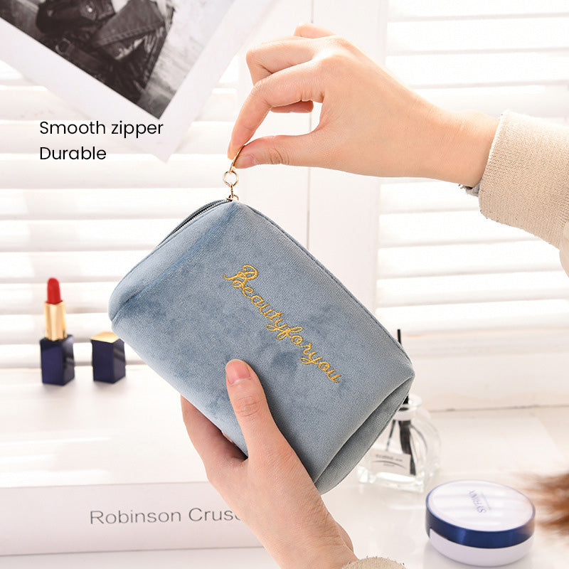 Flannel Embroidered Clutch Bag Cosmetic Bag