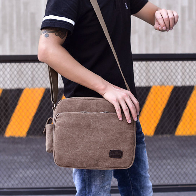 Men's one-shoulder retro canvas bag