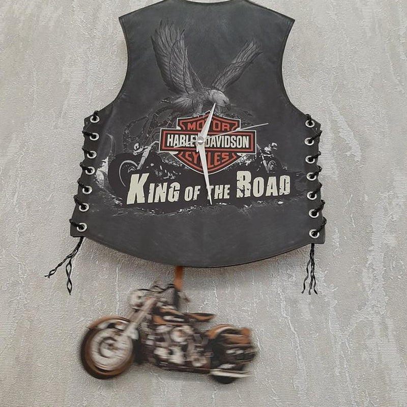 Motorcycle vest hanging clock