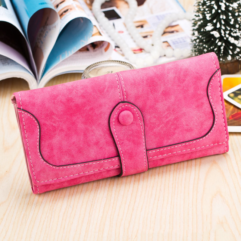 Nubuck Leather Long Wallet for Female