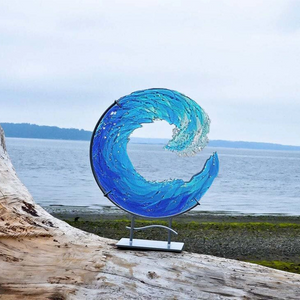 Ocean Wave Fused Glass Sculpture