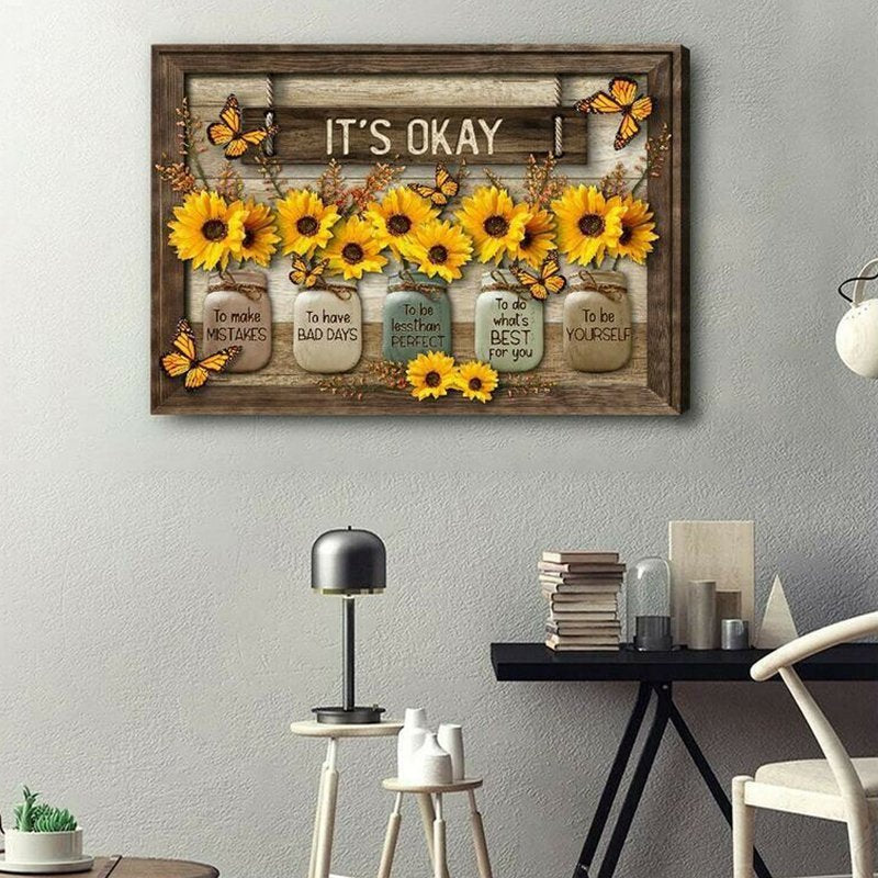 Butterfly Sunflowers Wall Art