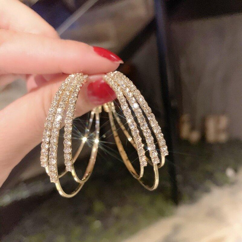 Shiny Diamond Hoop Earrings