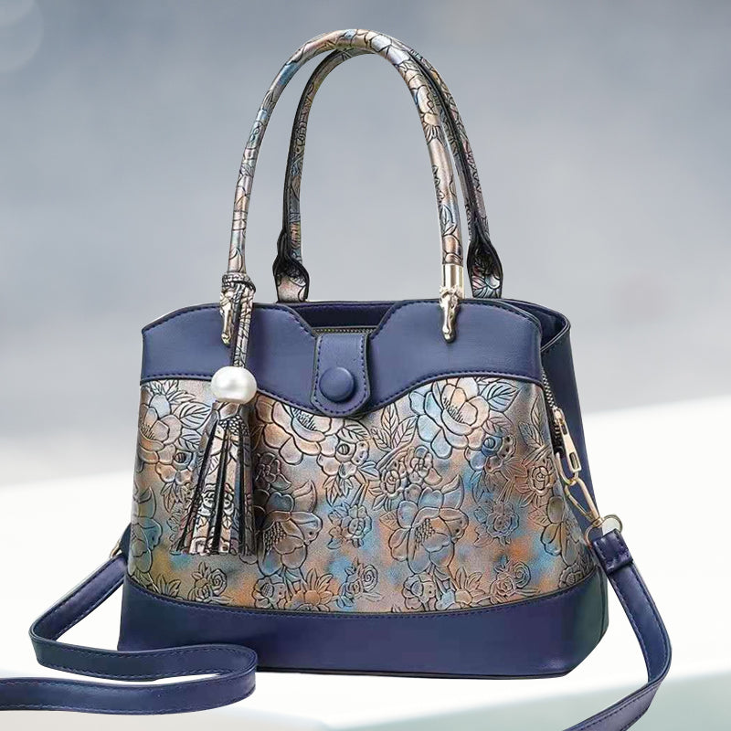 Trendy Print Handbag With Fringe