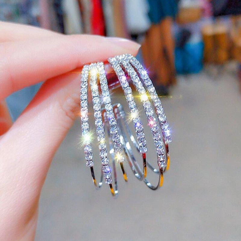 Shiny Diamond Hoop Earrings
