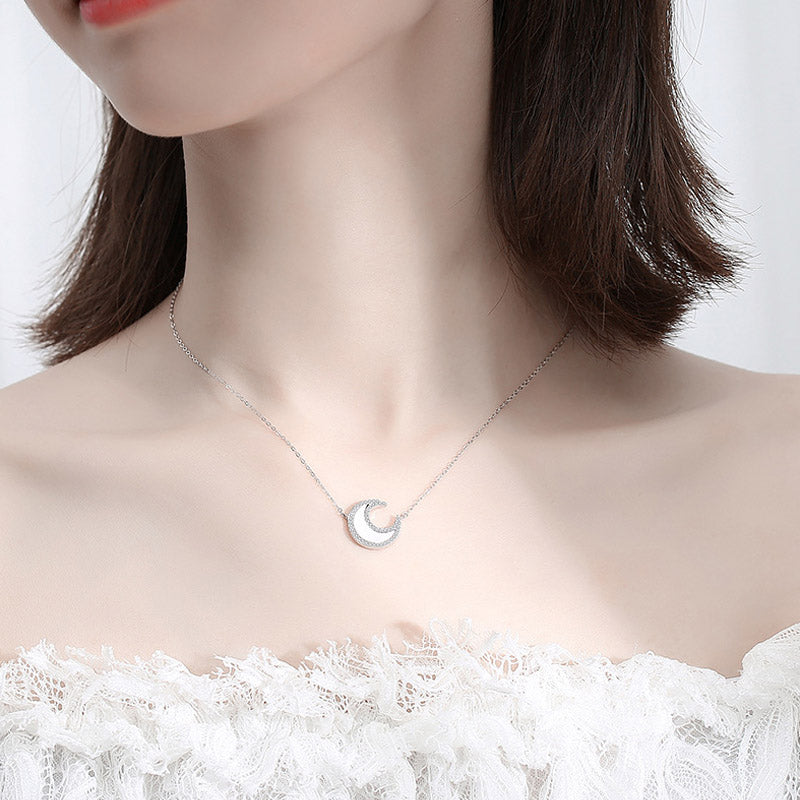 Fashion Rhinestone Moon Necklace