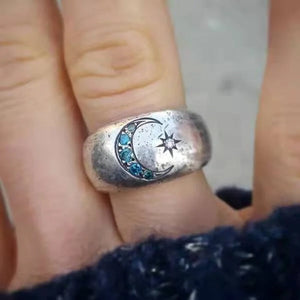 Silver Star Moon Sun Ring