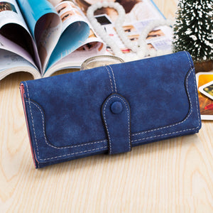 Nubuck Leather Long Wallet for Female