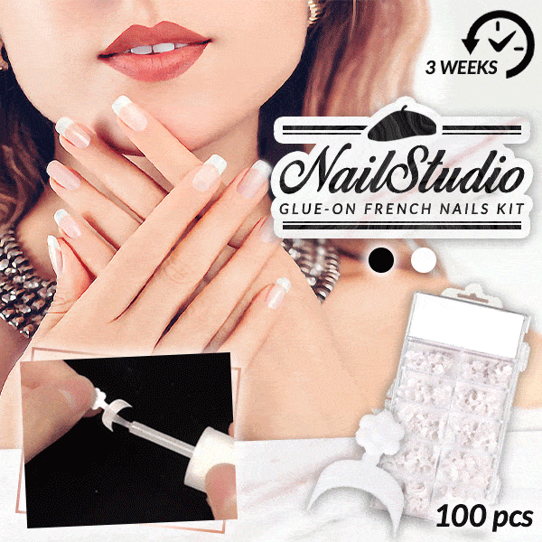 🔥Glue-On French Manicure Nails Kit (100 pcs)