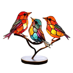 Birds on Branches Stained Glass Ornaments